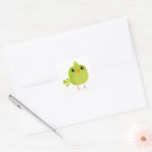 Groene Vogel Cartoon  Vierkante Sticker (Envelop)