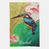 Groene Vogel en Bloem Theedoek (Verticaal)