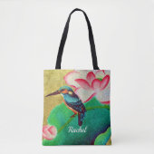 Groene Vogel en Bloem Tote Bag (Voorkant)