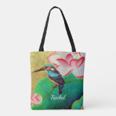 Groene Vogel en Bloem Tote Bag (Achterkant)