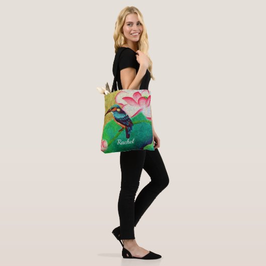  Groene Vogel en Bloem Tote Bag (Op model)