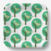 Groene vogel en boompatroon Natuur geïnspireerd Papieren Bordje (Voorkant)