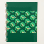 Groene vogel en boompatroon Natuur geïnspireerd Planner (Voorkant)