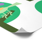 Groene vogel en boompatroon Natuur geïnspireerd Poster (Hoek)