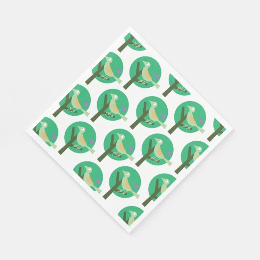 Groene vogel en boompatroon Natuur geïnspireerd Servet (Hoek)