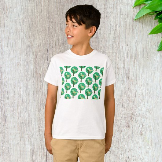 Groene vogel en boompatroon Natuur geïnspireerd T-shirt
