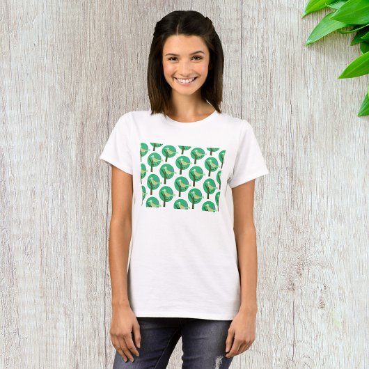 Groene vogel en boompatroon Natuur geïnspireerd T-shirt