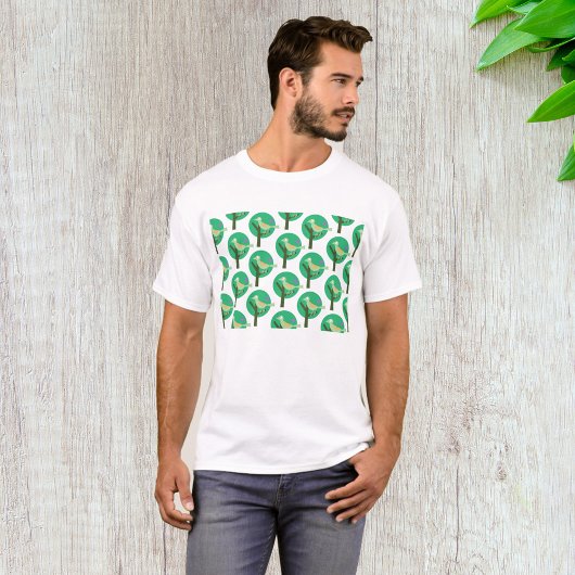 Groene vogel en boompatroon Natuur geïnspireerd T-shirt