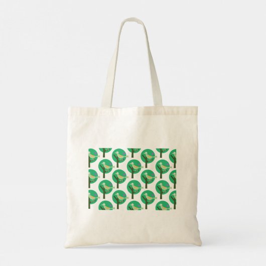 Groene vogel en boompatroon Natuur geïnspireerd Tote Bag (Achterkant)
