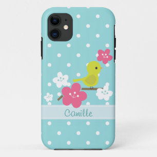 Groene Vogel- en Cherry Flowers iPhone 11 Hoesje