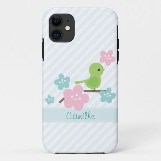 Groene Vogel- en Cherry Flowers Case-Mate iPhone Case (Achterkant)