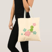 Groene Vogel- en Cherry Flowers Tote Bag (Voorkant (product))