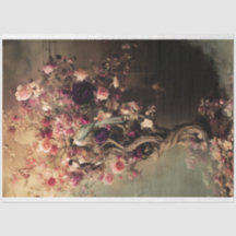 Groene Vogel & Levendige Bloemen, Etherische Boom