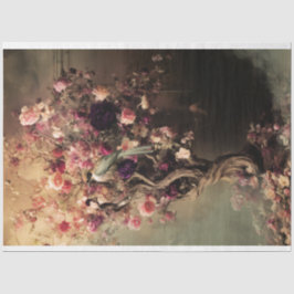 Groene Vogel & Levendige Bloemen, Etherische Boom Tissuepapier