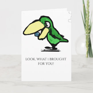 Groene Vogel Met Een Blauwe Bes Kaart