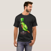 Groene vogel met Pet Leprechaun op St Patricks Day T-shirt (Voorkant volledig)