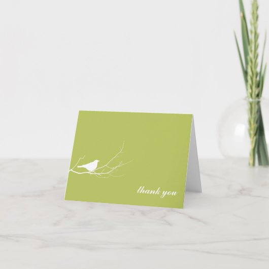 Groene vogel op een tak modern bedankkaart (Voorkant)