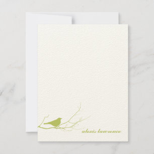 Groene vogel op tak ecru bedankt je briefkaart