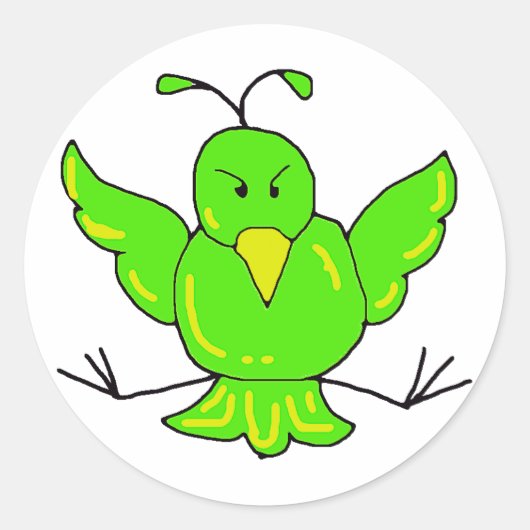 groene vogel ronde sticker (Voorkant)