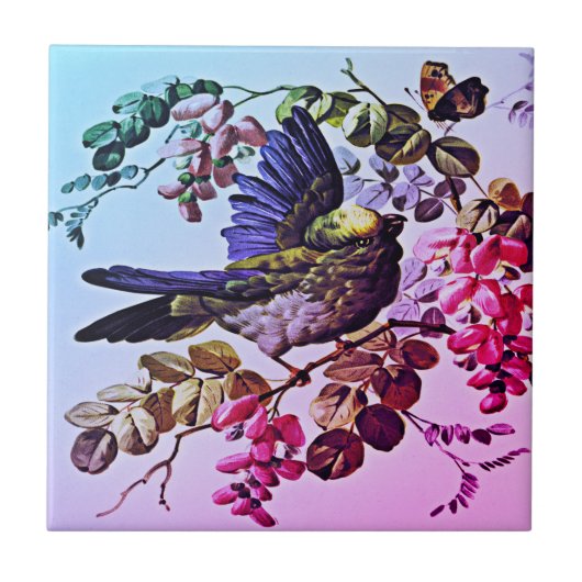  Groene Vogelillustratie door L. Prang & Co   Tegeltje (Voorkant)