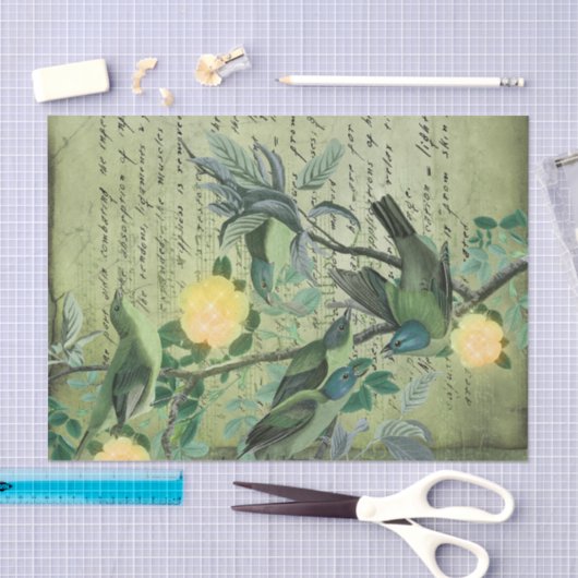 groene vogels botanisch tissuepapier (Craft)