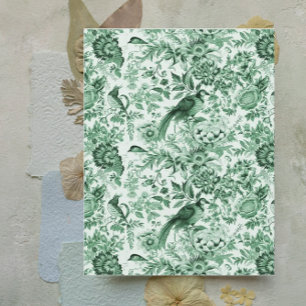 Groene Vogels en Bloemen Frans Scrapbook Papier