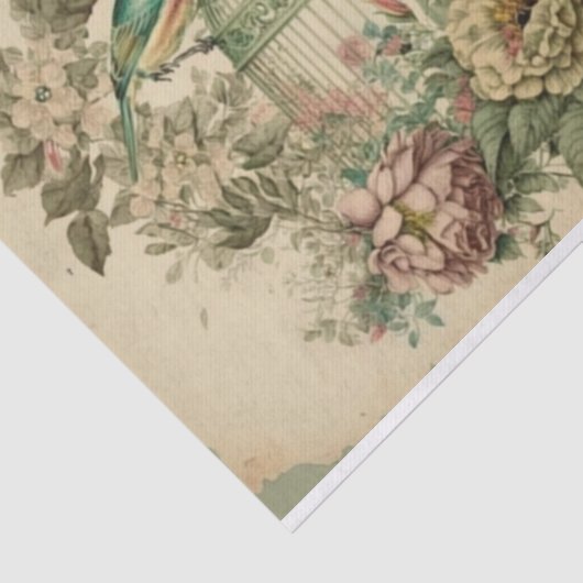 Groene vogels en ontkoppeling van bloemkooien tissuepapier (Detail)