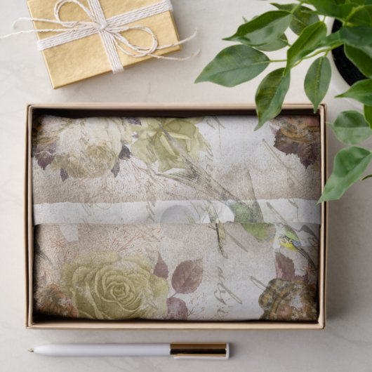  groene vogels en ontkoppeling van Rozen Tissuepapier (Geschenk)