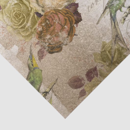  groene vogels en ontkoppeling van Rozen Tissuepapier (Detail)