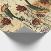  groene vogels en pijnbomen cadeaupapier (Hoek)