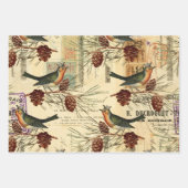 groene vogels en pijnbomen inpakpapier vel (Voorkant)