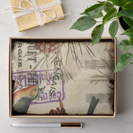  groene vogels en pijnbomen ontkoppelen tissuepapier (Geschenk)