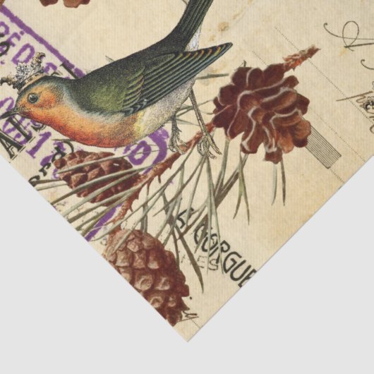  groene vogels en pijnbomen ontkoppelen tissuepapier (Detail)