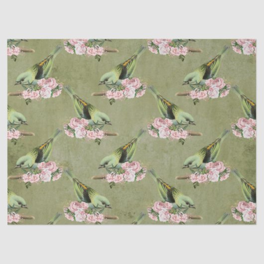 Groene vogels en roze ontkoppeling tissuepapier (Voorkant)