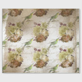  groene vogels en Rozen Cadeaupapier (Vlak)