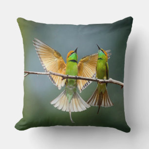 Groene Vogels Frolic in de Bomen Foto Kussen