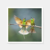 Groene Vogels Frolic in de Bomen Foto Servet (Voorkant)