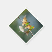 Groene Vogels Frolic in de Bomen Foto Servet (Hoek)