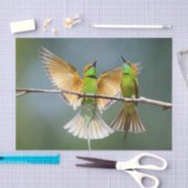 Groene Vogels Frolic in de Bomen Foto Tissuepapier (Craft)