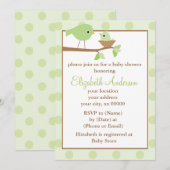 Groene vogels in een nestBaby shower Kaart (Voorkant / Achterkant)