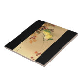 Groene vogels op mazelenbomen, Japanse Art c.1800s Tegeltje (Zijkant)