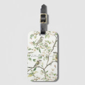 Groene Vogels Witte Bloemen Boom Bagagelabel (Voorkant (verticaal))