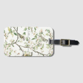 Groene Vogels Witte Bloemen Boom Bagagelabel (Voorkant (horizontaal))