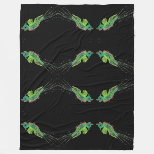 groene vogelschilderdeken fleece deken (Voorkant)