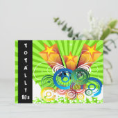 groene volledig 80's retro party Invitation Kaart (Staand voorkant)