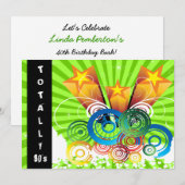 groene volledig 80's retro party Invitation Kaart (Voorkant / Achterkant)