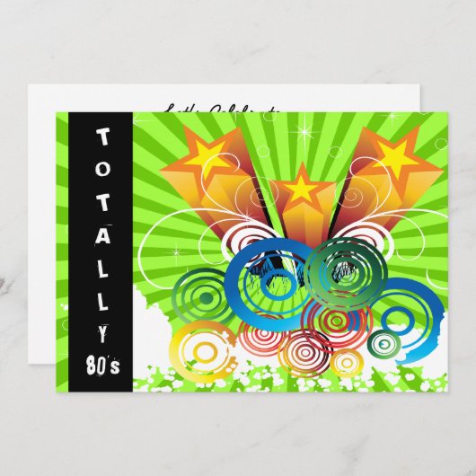 groene volledig 80's retro party Invitation Kaart (Voorkant / Achterkant)