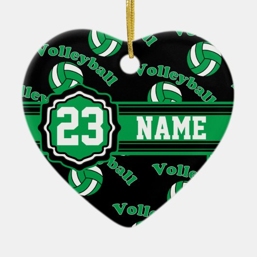 Groene Volleyball Keramisch Ornament (Voorkant)