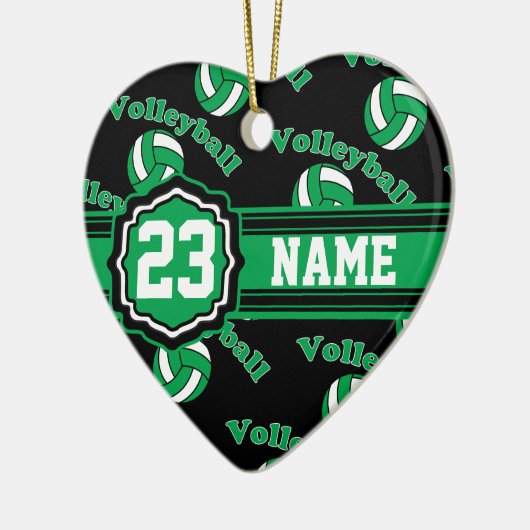 Groene Volleyball Keramisch Ornament (Links)
