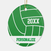 Groene Volleyball | Naam en jaar DIY Keramisch Ornament (Links)